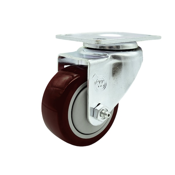 3 Inch Maroon Polyurethane Wheel Swivel Top Plate Caster